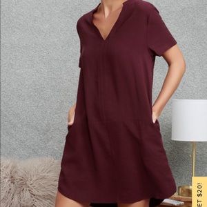 Lulus Burgundy Siesta Short Sleeve Shift Dress Sz M